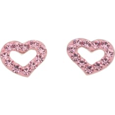 Silver Bar Mini Heart Crystal Earrings