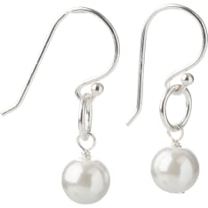 Silver Bar Pearl hoop earrings
