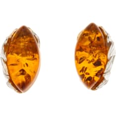 Silver Bar Ovalfire/Amber earrings