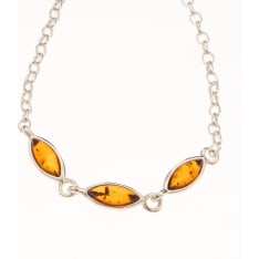 Silver Bar 8555 Three Amber Bracelet