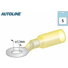 Autoline M5 5,3mm 5kpl keltainen kutisterengasliitin