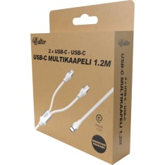 Waltter Eco 1,2 m USB-C latauskaapeli kahdelle laitteelle