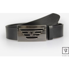Veniz 45mm men's leather denim belt with VZ-Wing plate buckle