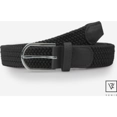 Veniz women's elastic braid belt with silver buckle