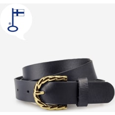 Veniz Leather belt 25mm gold twist bluckle