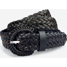 Veniz Women's Black Braided Leather Belt