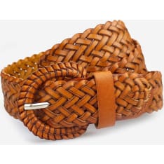Veniz Women's Medium Brown Braided Leather Belt