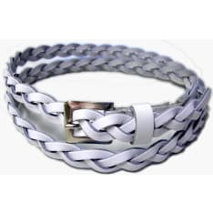 Veniz Women's White Braided Leather Belt