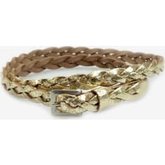 Veniz Gold-Coloured Braided Leather Belt 15mm