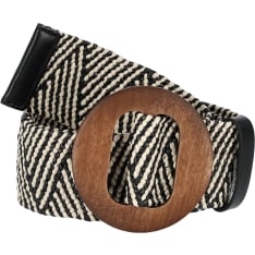 Veniz Women's Braided Belt with Wooden Buckle