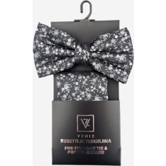 Veniz men's Bow tie pocket square floral