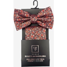 Veniz men's Bow tie pocket square floral
