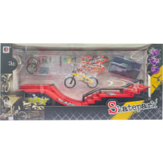 Skatepark stunt track set with bike