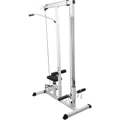 React lower and upper pulley device on bench