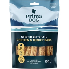 PrimaDog Northern Treats Kana-Kalkkunatanko 150 g koiran makupala