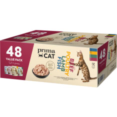 PrimaCat Classic 48 x 85 g valuepack kastikelajitelma kissan märkäruoka
