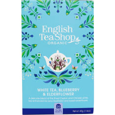 English Tea Shop Organic White Tea, Blueberry & Elderflower 20 ct 40g