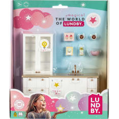 Lundby keittiö vitriinikaapilla