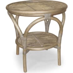 Hillerstorp Praktö 50 cm rattan side table with glass