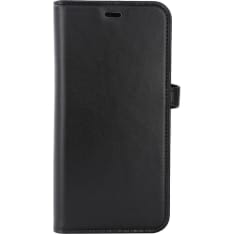 Buffalo iPhone 15 Plus black leather MagSerie 3 card protective case