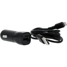 Gear 12-24V 1xUSB 2.4A Black Lightning Cable 1m MFI C89 car charger