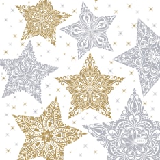 Duni Lautasliina snow stars white 33cm 20kpl