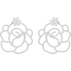 SNÖ of Sweden Flora Rose big crystal pendant earrings