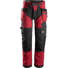 Snickers 6902 FlexiWork+ red/black pocket trousers