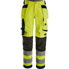 Snickers 6743 High-Vis lk 2 naisten joustavat riipputaskuhousut