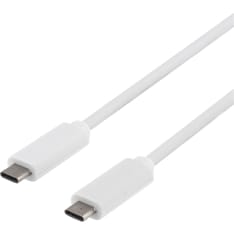 Deltaco valkoinen USB-C kaapeli käännettävillä liittimillä