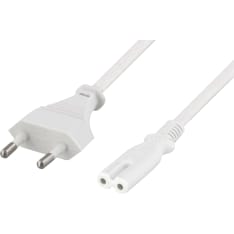 Deltaco white ungrounded power cable straight CEE 7/16 - straight C7