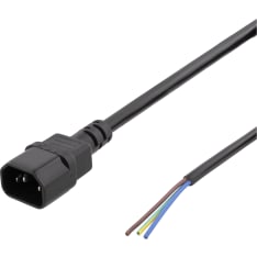 Deltaco black power cable C14 - open end