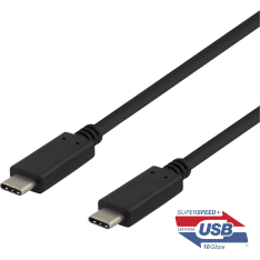 Deltaco musta 10 Gbps 100 W USB-C kaapeli