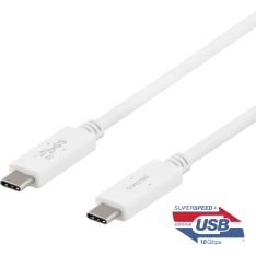 Deltaco valkoinen 10 Gbps 100W USB-C kaapeli