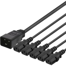 Deltaco musta virtakaapeli IEC C20 - 5 x IEC C13