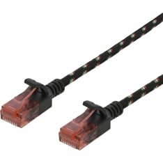 Deltaco reinforced black U/UTP Cat6a network cable