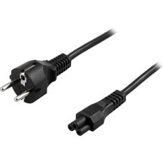 Deltaco black grounded power cable straight CEE 7/7 - straight C5