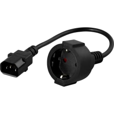 Deltaco black grounded power cable straight C14 - straight CEE 7/4