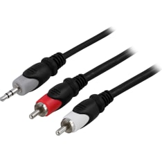 Deltaco 3.5 mm uros - 2xRCA uros äänikaapeli