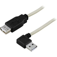 Deltaco 20 cm USB-A jatkokaapeli kulmaliittimellä