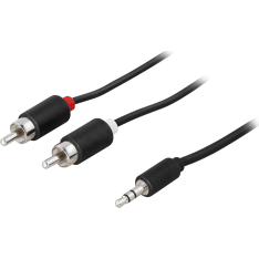 Deltaco musta 3.5 mm uros - 2xRCA uros äänikaapeli