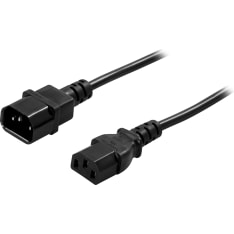 Deltaco black grounded power cable straight C14 - straight C13
