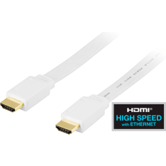 Deltaco white flat HDMI 1.3 High Speed with Ethernet cable