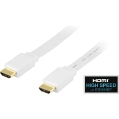 Deltaco white flat HDMI High Speed with Ethernet cable