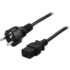 Deltaco black grounded power cable straight CEE 7/7 - straight C19