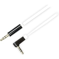 Deltaco white 3.5 mm male-male audio cable with angle connector