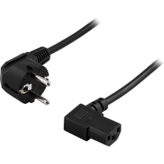 Deltaco black grounded power cable angle CEE 7/7 - angle C13