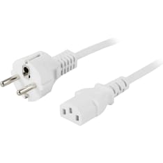 Deltaco white grounded power cable straight CEE 7/7 - straight C13