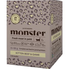 Monster Cat Pouches Kitten nauta/ riista 8 x 85 g kissanpennun märkäruoka
