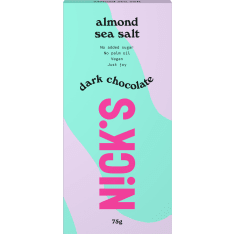 Nick's Dark Chocolate Almond Sea Salt bar 75g